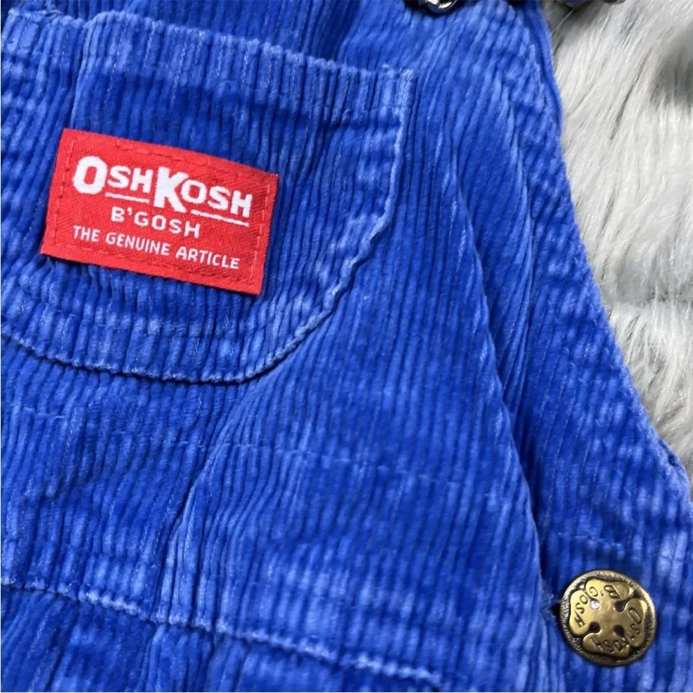 Vintage Oshkosh Bgosh Baby Boys Blue Corduroy Made USA Overalls
